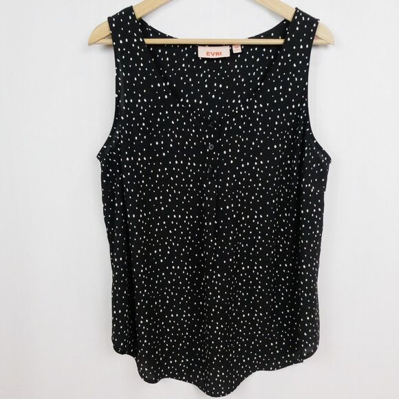Evri Polka Dot‎ Tunic Blouse Sz 0X Black White Basic Career Dressy Casual Top - Picture 1 of 8